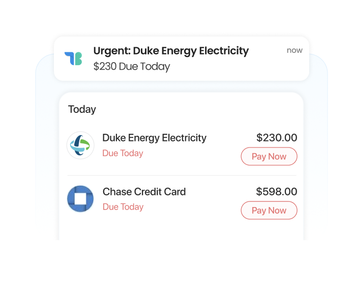 Bill reminders in TimelyBills
